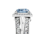 White gold Fancy Blue Asscher Cut Diamond Halo Ring with Split Shank Pavé Band and Four-Prong Setting_29