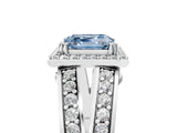 White gold Fancy Blue Asscher Cut Diamond Halo Ring with Split Shank Pavé Band and Four-Prong Setting_45