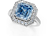 White gold Fancy Blue Asscher Cut Diamond Halo Ring with Split Shank and Four-Prong Setting_18