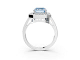 White gold Fancy Blue Asscher Cut Diamond Halo Ring with Split Shank and Four-Prong Setting_20