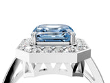 White gold Fancy Blue Asscher Cut Diamond Halo Ring with Split Shank and Four-Prong Setting_21