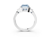 White gold Fancy Blue Asscher Cut Diamond Halo Ring with Tapered Band and Four-Prong Setting_22