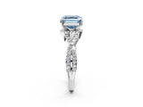 White gold Fancy Blue Asscher Cut Diamond  Halo Twist Band Solitaire Prong Setting Ring_14