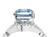 White gold Fancy Blue Asscher Cut Diamond  Halo Twist Band Solitaire Prong Setting Ring_16