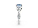 White gold Fancy Blue Asscher Cut Diamond  Halo Twist Band Solitaire Prong Setting Ring_27