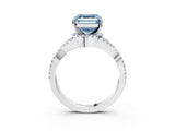 White gold Fancy Blue Asscher Cut Diamond  Halo Twist Band Solitaire Prong Setting Ring_28