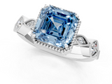 White gold Fancy Blue Asscher  Cut Diamond Milgrain Marquise Band with Prong Setting_4
