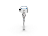 White gold Fancy Blue Asscher  Cut Diamond Milgrain Marquise Band with Prong Setting_5