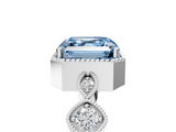 White gold Fancy Blue Asscher  Cut Diamond Milgrain Marquise Band with Prong Setting_8