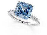 White gold Fancy Blue Asscher  Cut Diamond Pavé Band Ring with Four-Prong Setting_18