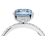 White gold Fancy Blue Asscher  Cut Diamond Pavé Band Ring with Four-Prong Setting_21