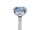 White gold Fancy Blue Asscher  Cut Diamond Pavé Band Ring with Four-Prong Setting_22
