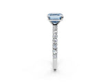White gold Fancy Blue Asscher Cut Diamond Pavé Band Solitaire Ring with Prong Setting_19