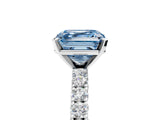 White gold Fancy Blue Asscher Cut Diamond Pavé Band Solitaire Ring with Prong Setting_22