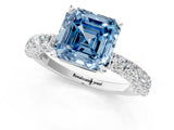 White gold Fancy Blue Asscher Cut Diamond Pavé Band Solitaire Ring with Prong Setting_23