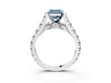 White gold Fancy Blue Asscher  Cut Diamond Pavé Band Solitaire with Four-Prong Setting_18