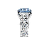 White gold Fancy Blue Asscher  Cut Diamond Pavé Band Solitaire with Four-Prong Setting_20