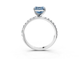White gold Fancy Blue Asscher  Cut Diamond Pavé Band Solitaire with Four-Prong Setting_29