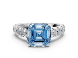 White gold Fancy Blue Asscher  Cut Diamond Pavé Band Solitaire with Four-Prong Setting_3