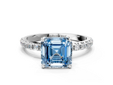 White gold Fancy Blue Asscher  Cut Diamond Pavé Band Solitaire with Four-Prong Setting_32