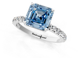 White gold Fancy Blue Asscher  Cut Diamond Pavé Band Solitaire with Four-Prong Setting_33