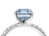 White gold Fancy Blue Asscher  Cut Diamond Pavé Band Solitaire with Four-Prong Setting_36