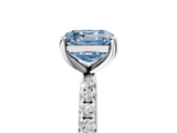 White gold Fancy Blue Asscher  Cut Diamond Pavé Band Solitaire with Four-Prong Setting_37