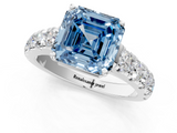White gold Fancy Blue Asscher  Cut Diamond Pavé Band Solitaire with Four-Prong Setting_4