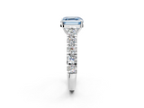 White gold Fancy Blue Asscher  Cut Diamond Pavé Band Solitaire with Four-Prong Setting_5