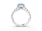 White gold Fancy Blue Asscher  Cut Diamond Pavé Band Solitaire with Four-Prong Setting_6