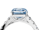 White gold Fancy Blue Asscher  Cut Diamond Pavé Band Solitaire with Four-Prong Setting_7