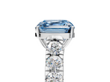 White gold Fancy Blue Asscher  Cut Diamond Pavé Band Solitaire with Four-Prong Setting_8