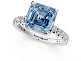 White gold Fancy Blue Asscher  Cut Diamond Pavé Band with Four-Prong Setting_13