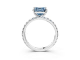 White gold Fancy Blue Asscher  Cut Diamond Pavé Band with Four-Prong Setting_15
