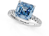 White gold Fancy Blue Asscher  Cut Diamond Pavé Band with Four-Prong Setting_18