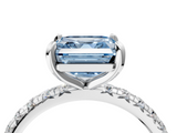 White gold Fancy Blue Asscher  Cut Diamond Pavé Band with Four-Prong Setting_21