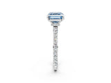 White gold Fancy Blue Asscher Cut Diamond Pavé Engagement Ring with Round  Accents and Prong Setting_59