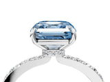 White gold Fancy Blue Asscher Cut Diamond Pavé Engagement Ring with Round  Accents and Prong Setting_61