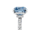 White gold Fancy Blue Asscher Cut Diamond Pavé Engagement Ring with Round  Accents and Prong Setting_62