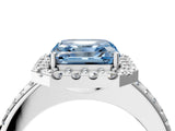White gold Fancy Blue Asscher Cut Diamond Pavé Halo Ring with Four-Prong Setting_44