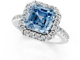 White gold Fancy Blue Asscher Cut Diamond Pavé Halo Ring with Four-Prong Setting_47