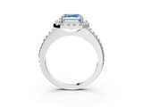 White gold Fancy Blue Asscher Cut Diamond Pavé Halo Ring with Four-Prong Setting_49