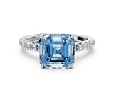 White gold Fancy Blue Asscher Cut Diamond Pavé Solitaire Engagement Ring with Four-Prong Setting_83