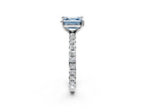 White gold Fancy Blue Asscher Cut Diamond Pavé Solitaire Ring with Round Band and Prong Setting_14