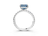White gold Fancy Blue Asscher Cut Diamond Pavé Solitaire Ring with Round Band and Prong Setting_15