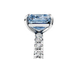 White gold Fancy Blue Asscher Cut Diamond Pavé Solitaire Ring with Round Band and Prong Setting_17