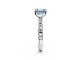 White gold Fancy Blue Asscher Cut Diamond Pave Band Solitaire Ring with Round  and Prong Setting_91