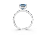 White gold Fancy Blue Asscher Cut Diamond Pave Band Solitaire Ring with Round  and Prong Setting_92