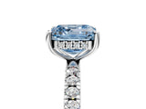 White gold Fancy Blue Asscher Cut Diamond Pave Band Solitaire Ring with Round  and Prong Setting_94