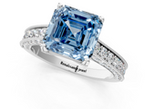 White gold Fancy Blue Asscher  Cut Diamond Pave Band with Four-Prong Setting_13